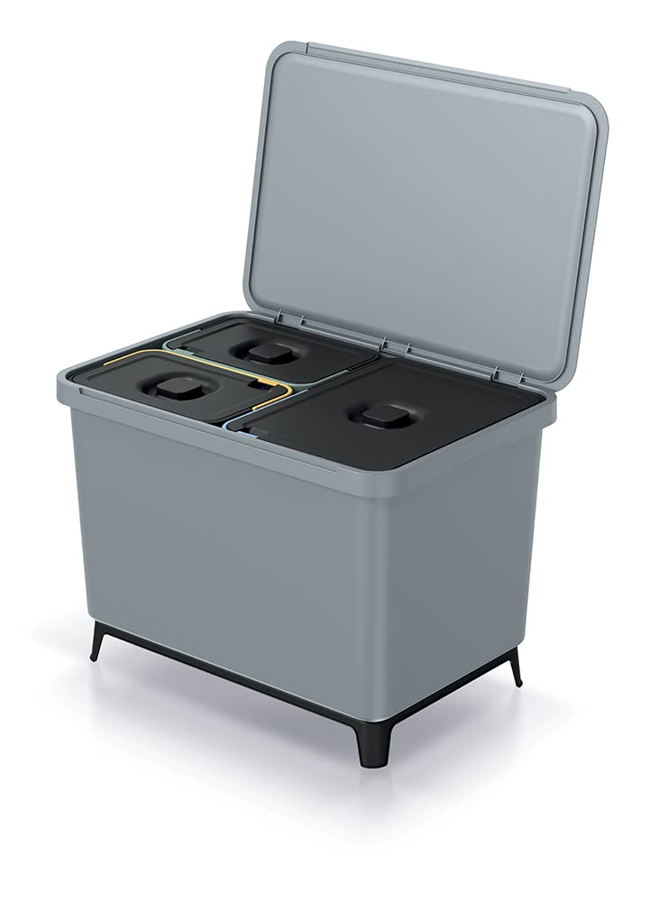 BirnePower Mülleimer 3er Set 1x 23L + 2x 10L Müllbehälter Abfalleimer 43L Mülltrennsystem Müllsammle