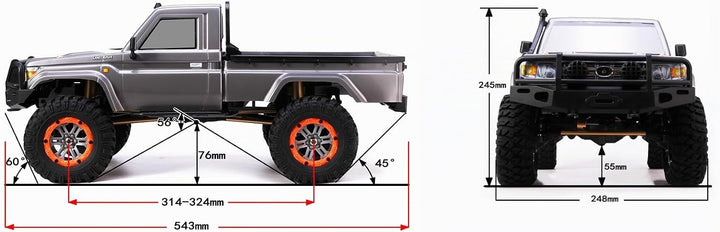 Amewi 22433 AMXRock RCX10B Scale Crawler Pick-Up 1:10, RTR grau