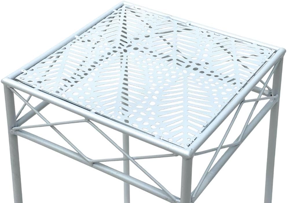 DanDiBo Blumenhocker Weiss Metall Eckig Blumenständer 96314 3er Set Beistelltisch Blumensäule Modern