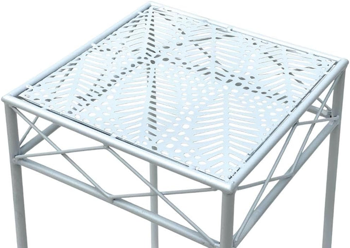 DanDiBo Blumenhocker Weiss Metall Eckig Blumenständer 96314 3er Set Beistelltisch Blumensäule Modern