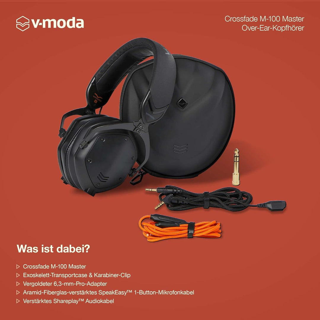 V-MODA Crossfade M-100 Master Over-Ear Noise-Isolating Headphone Schwarz Single, Single