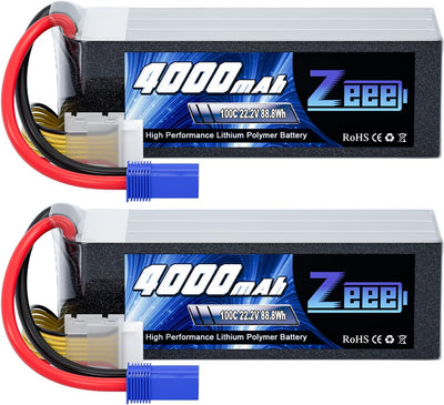 Zeee 6S Lipo Akku 4000mAh 22,2V 100C RC Batterie mit EC5 Stecker für RC Car RC Truck RC Auto Boot He