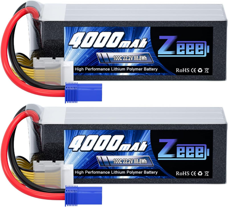 Zeee 6S Lipo Akku 4000mAh 22,2V 100C RC Batterie mit EC5 Stecker für RC Car RC Truck RC Auto Boot He