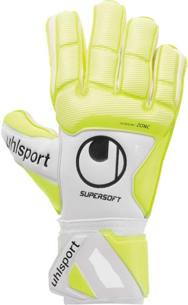 uhlsport Men's Pure Alliance Supersoft Torwarthandschuhe 9.5 01 weiss/fluo gelb/schwarz, 9.5 01 wei&
