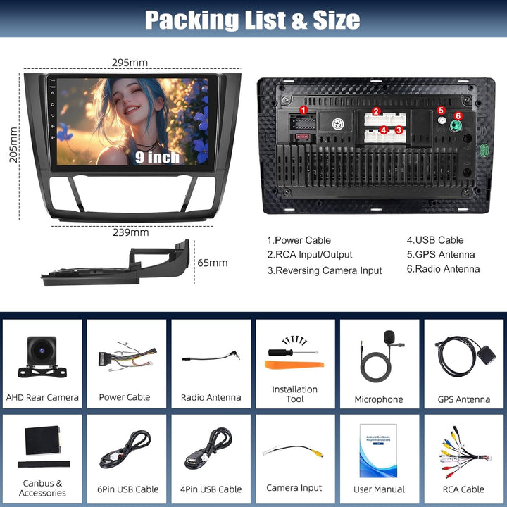 CAMECHO 8 Core 4+64G Android 13 Autoradio für BMW 1 Serie E81 E82 E87 E88 mit Navi Carplay Android A