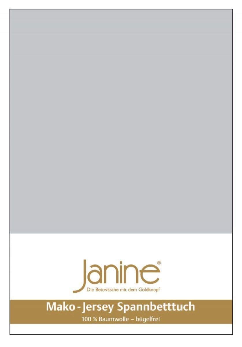 Janine Spannbetttuch 5007 Mako Jersey 180/200 bis 200/200 cm Silber Fb. 18 180/200 cm - 200/200 cm S
