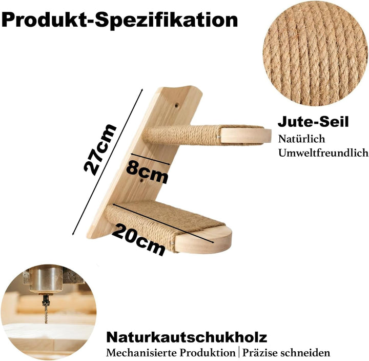 Katzentreppe Kletterwand für Katzen, Katzenleiter Katzenbretter für die Wand, Katzen wandelemente mi
