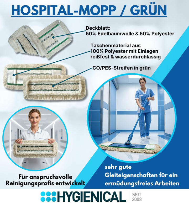 Wischmopp Set für Krankenhäuser und Hospitale, Profi-Moppbezüge, Moppbezüge für Mopphalter, Schlinge