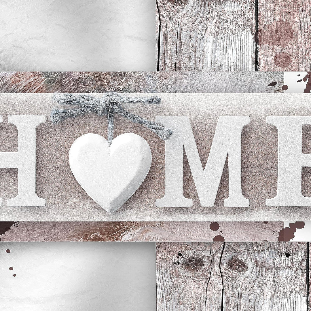 Runa Art Wandbilder Home Herz 5 Teilig Bild auf Vlies Leinwand Deko Wohnzimmer Mit Spruch Grau Rosa