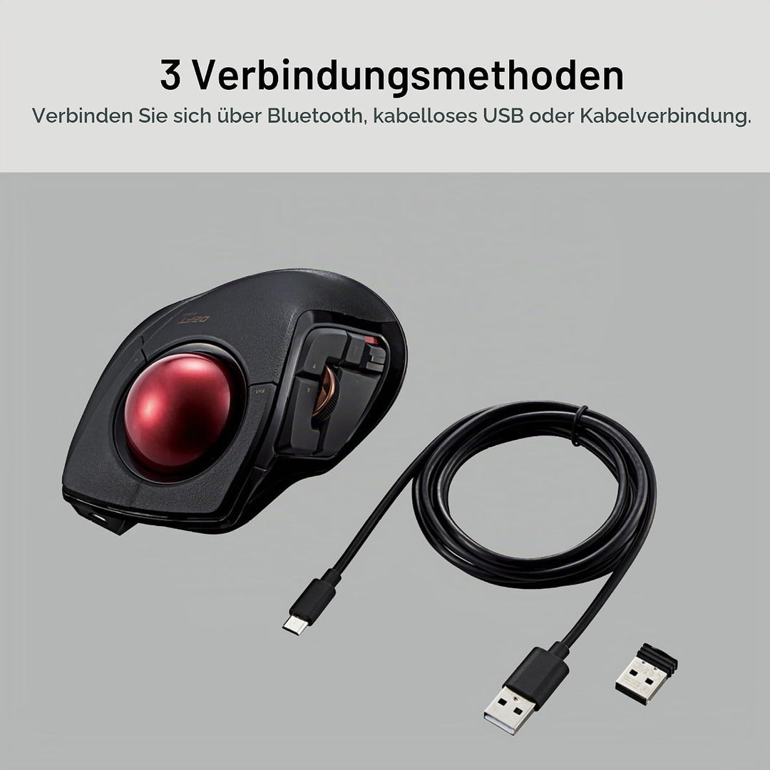 ELECOM Kabelgebundene / kabellose / Bluetooth-Fingerbetriebene Trackball-Maus, kompatibel mit Window