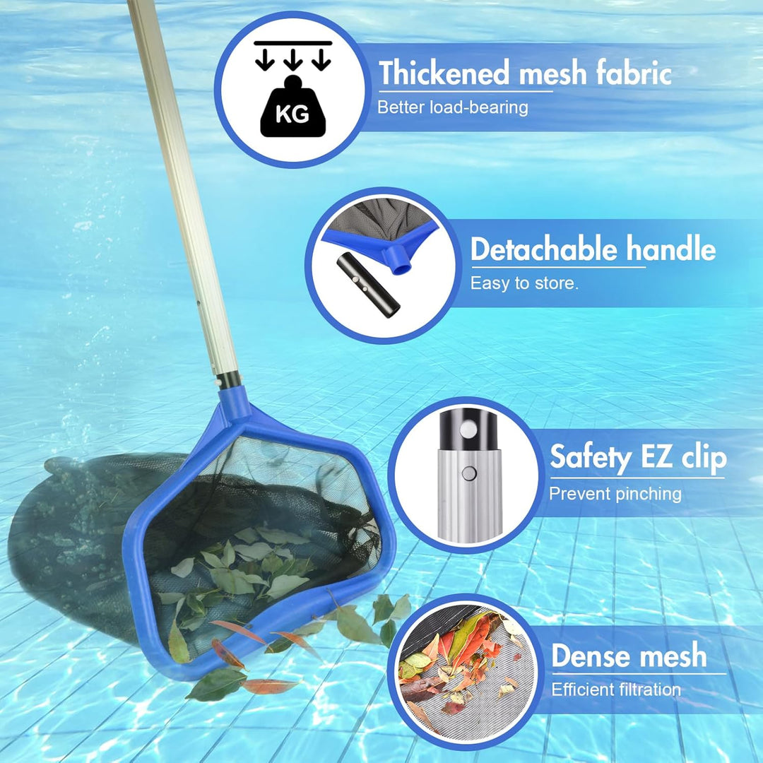 Poolkescher Bodenkescher mit doppelten tiefen Netz, Tiefenkescher zur Reinigung von Schwimmbad, Teic