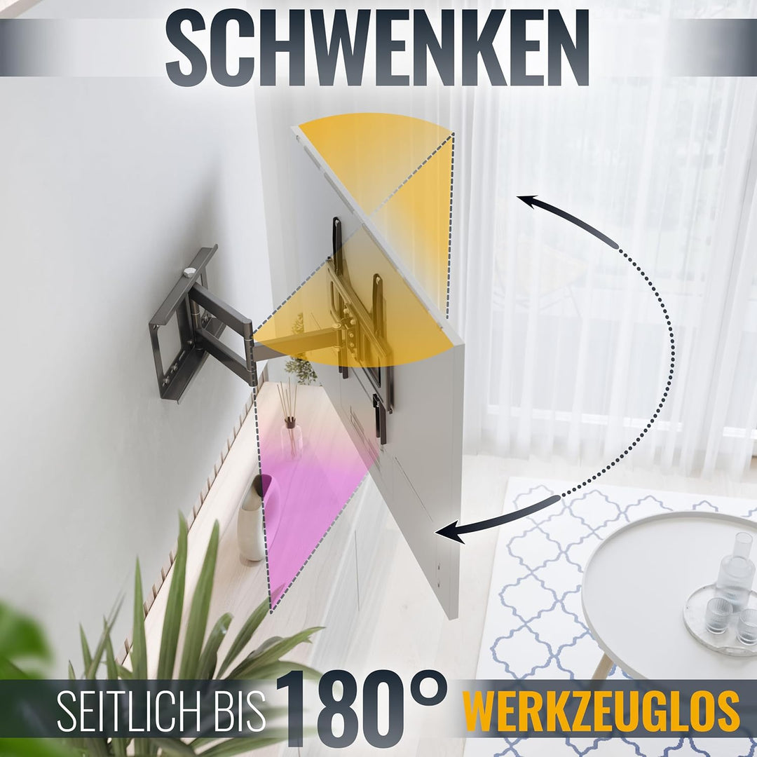 RICOO TV Wandhalterung Fernseher Schwenkbar Neigbar Flach für 32-60 Zoll, Universal TV Halterung S25