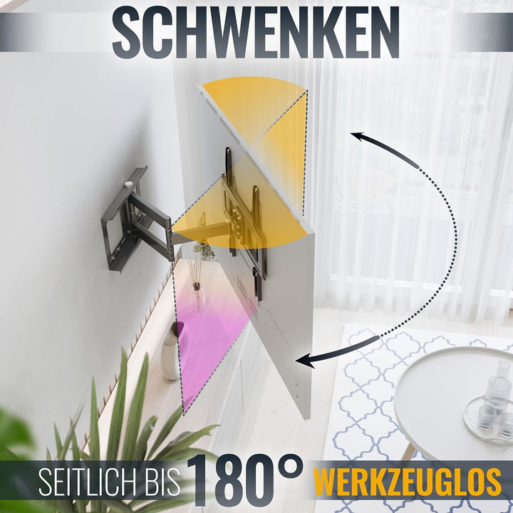 RICOO TV Wandhalterung Fernseher Schwenkbar Neigbar Flach für 32-60 Zoll, Universal TV Halterung S25