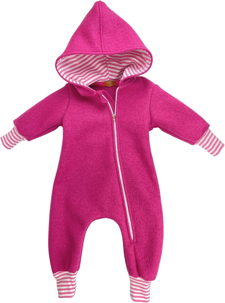 Lilakind“ Baby Kinder Wollwalk Overall Einteiler mit Kapuze Walkloden Walkoverall in 5 Farben Gr. 56