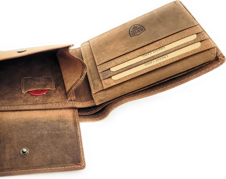 Jockey Club echt Leder Geldbörse Portemonnaie Geldbeutel mit RFID NFC Schutz Vintage braun