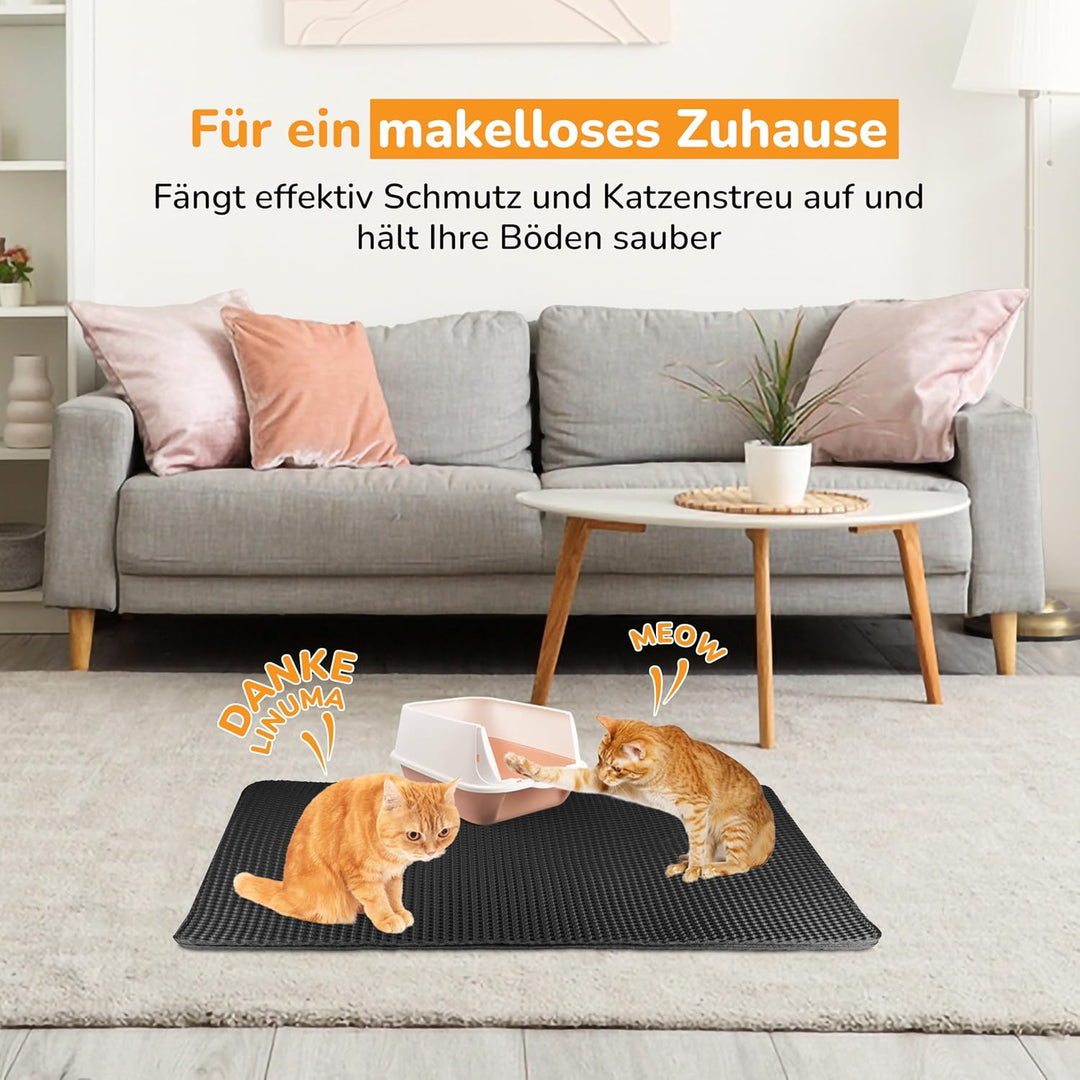 LINUMA® Katzenklo Matte 90x76cm, Katzenstreu Matte, Katzenmatte Katzenklo, Matte Katzenklo Unterlege