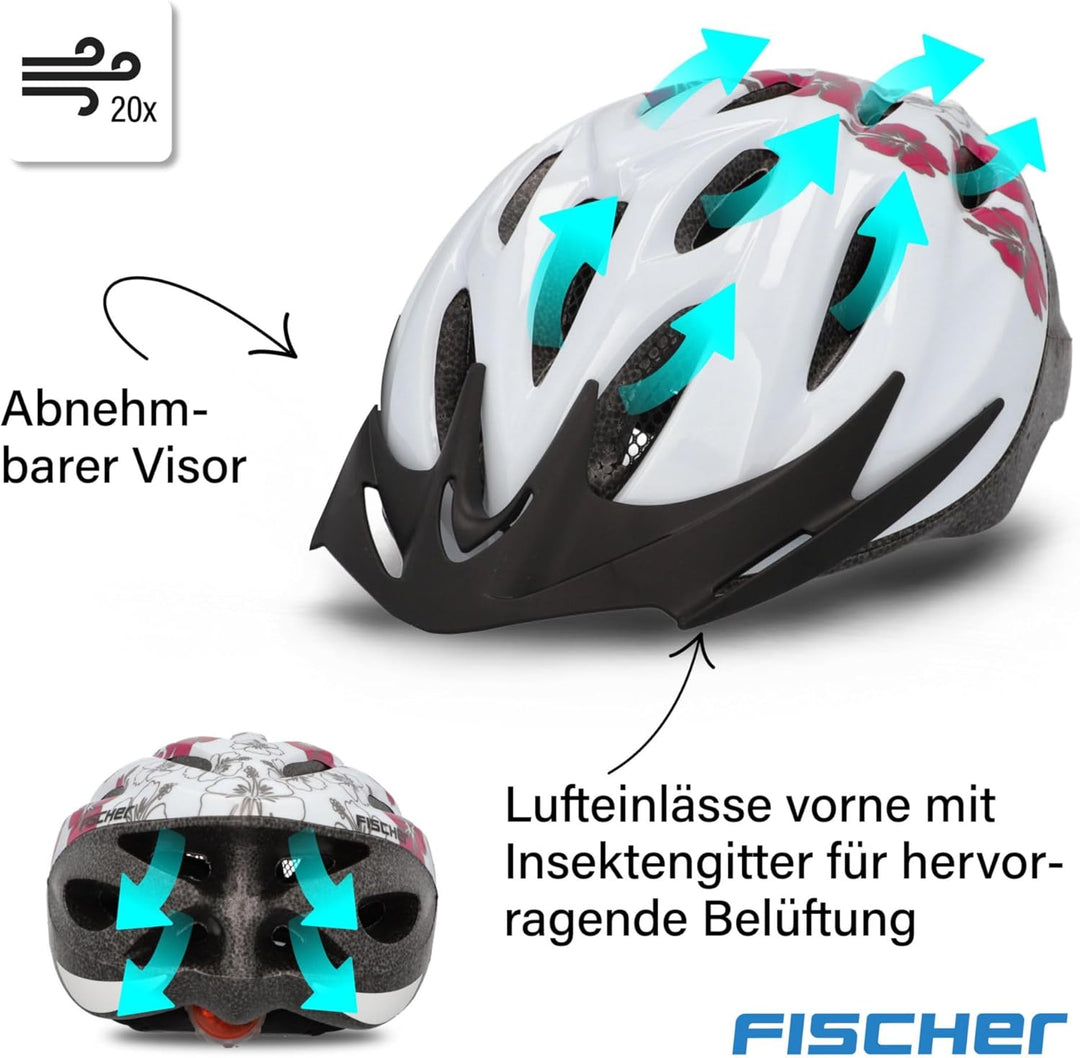 Fischer Erwachsene Fahrradhelm, Radhelm, Cityhelm, Weiss rosa S/M Single, S/M Single