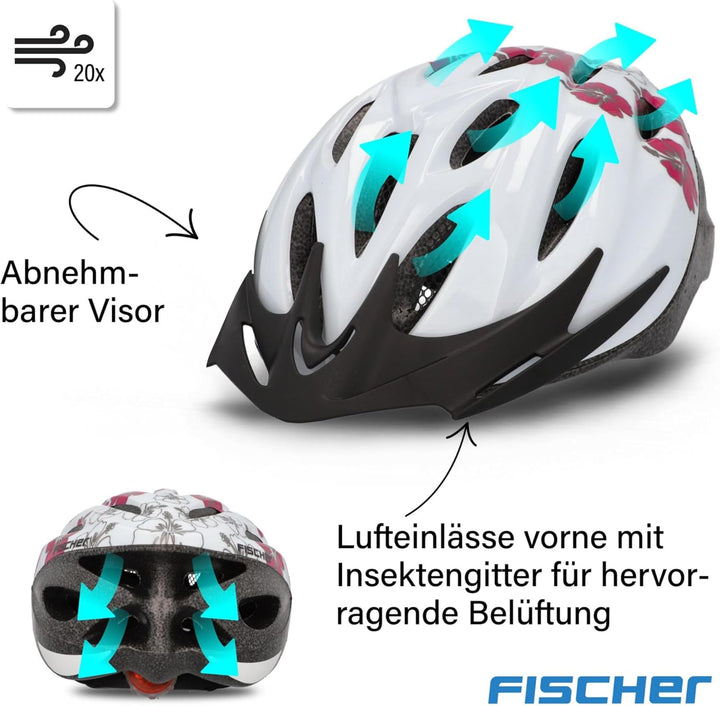 Fischer Erwachsene Fahrradhelm, Radhelm, Cityhelm, Weiss rosa S/M Single, S/M Single