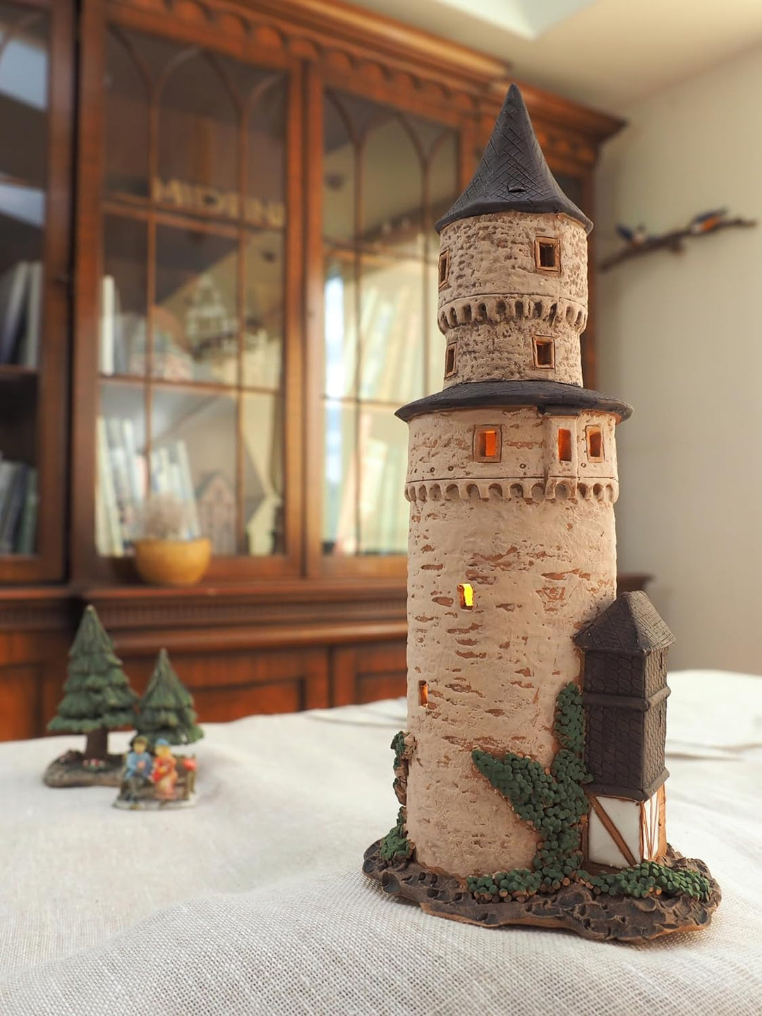 Midene Keramik Aroma Lichthaus, Teellichthalter, Künstlerisches Nachbildung, Historisches Hexenturm