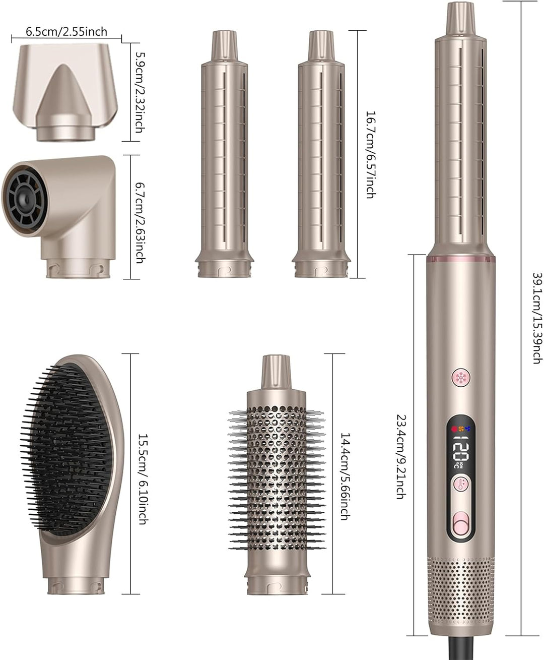 Airstyler 6 in 1, LCD-Display, 110000 U/Min Haarstyler Rundbürstenföhn, Hairstyler Warmluftbürste Mi