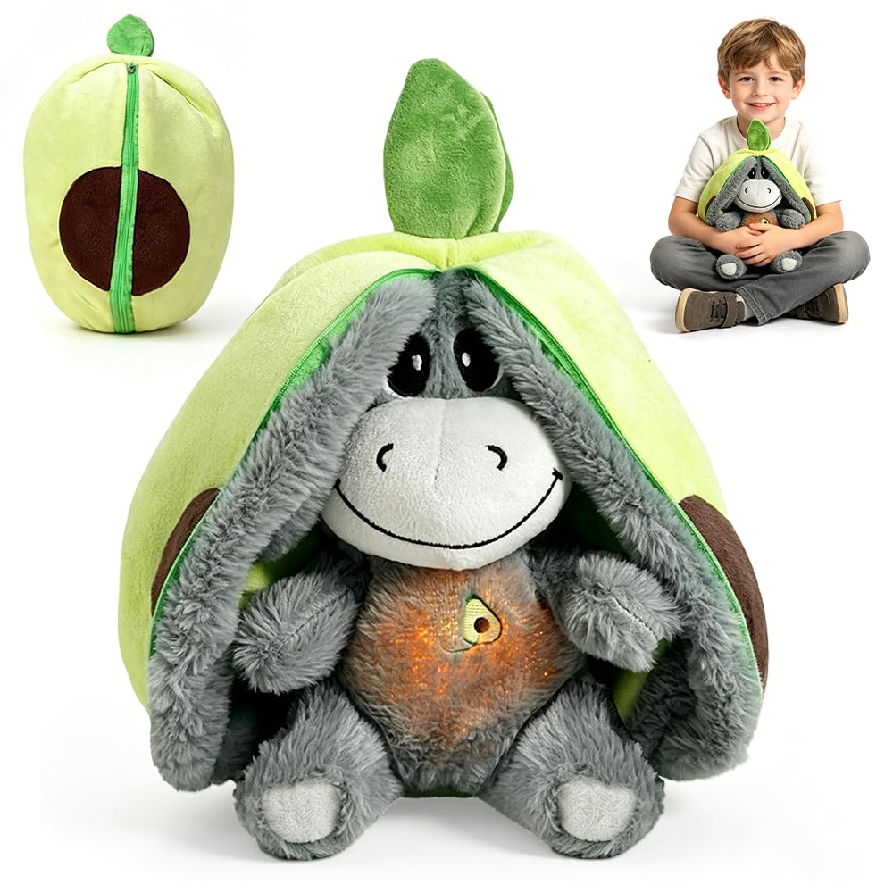Atmendes Kuscheltier Esel, Schlummer Kuscheltier Erdbeeresel, Atmender Esel mit Musik und Atembewegu