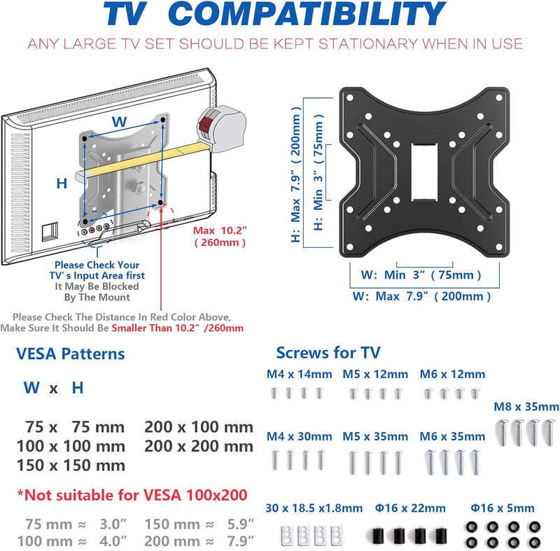 RFIVER Universal TV Standfuss TV Ständer Höhenverstellbar für 23-43 Zoll LCD LED OLED Plasma Flach &