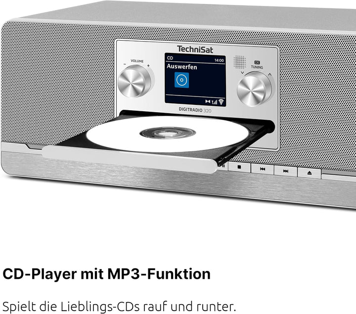 TechniSat DIGITRADIO 320 – Stereo Digitalradio, Kompaktanlage, DAB+ &amp; UKW Silber DIGITRADIO 320, Sil