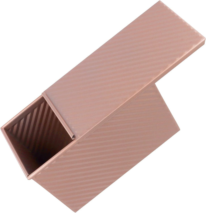 CHUENKUK 3 Stücke 2 Grösse Toastbrot Backform mit Deckel, 20,6 x 11,9cm und 18,7 x 9,3cm Roségold Ka