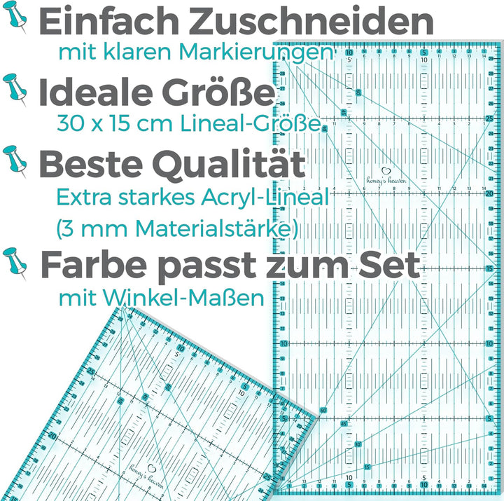 Honey's Heaven 45 mm Rollschneider Stoffschneider Set inkl. Schneideunterlage, Ersatzklingen, Stoffk
