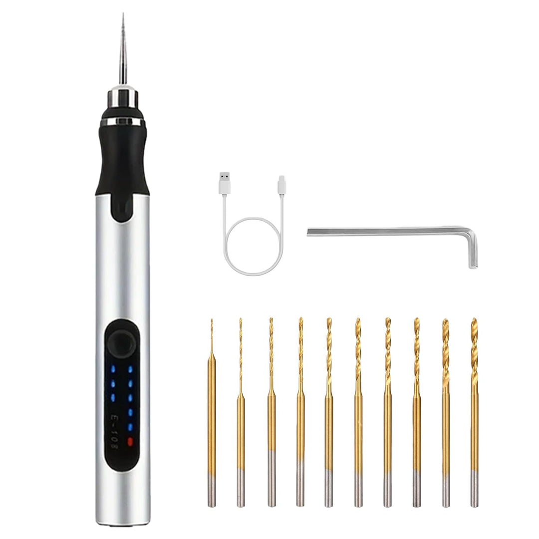 Mini Handbohrer Elektrisch: 3-Gang-Elektro-Mini-Bohrstift, Wiederaufladbare DIY Mini Bohrer mit 10 B