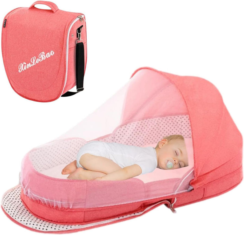 Upgrade Travel Bassinet, Foldable Bassinet, with Mouito Net and Awning, Portable Bassinets, Bed Bass