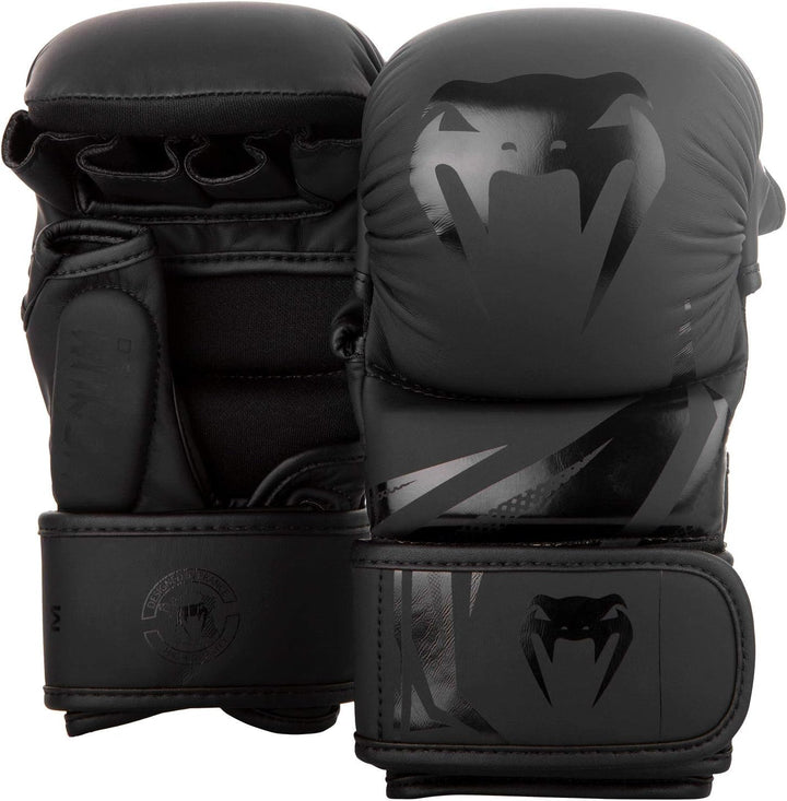 Venum Challenger 3.0 Mma Sparring Handschuhe, Schwarz/Schwarz, M Bundle mit Handgelenk und Armschone
