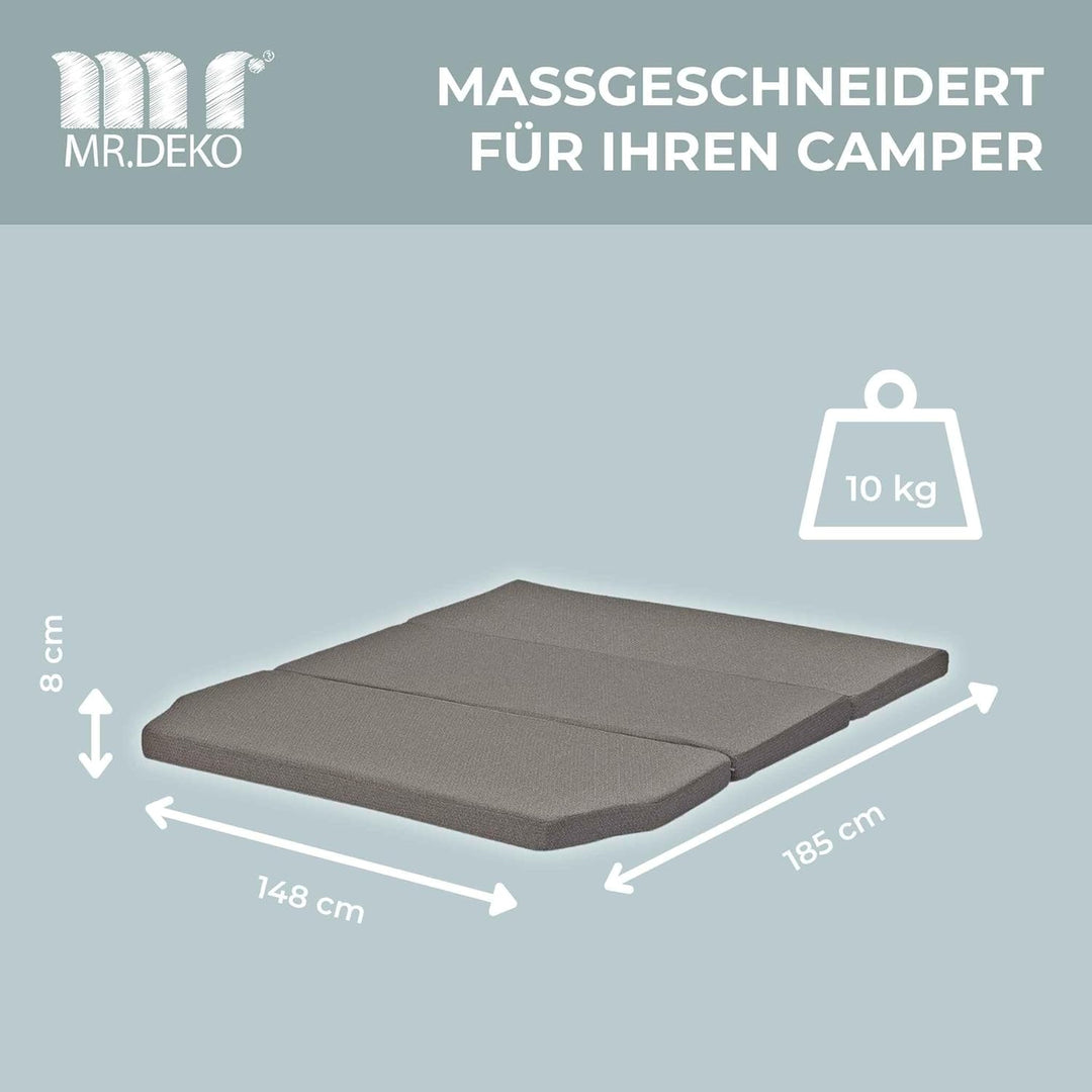 Mr. Deko Klappmatratze für VW Multivan T5 & T6-148 x 185 x 8 cm - Camping Matratze mit waschbarem Be