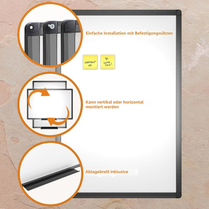 VIZ-PRO Magnetisches, trocken abwischbares Whiteboard 120 x 90 cm, trocken abwischbares Whiteboard m