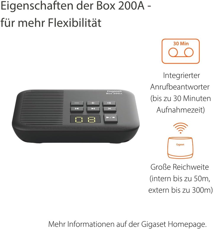 Gigaset Box 200A - DECT-Basis-Station mit Anrufbeantworter für Ihr eigenes Kommunikationssystem mit