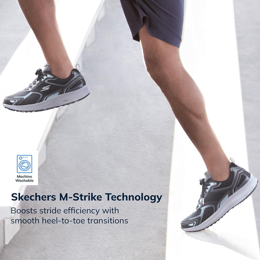 Skechers Herren Go Run Consistent Sneaker 43 EU Black Leather Synthetic Gray Trim, 43 EU Black Leath