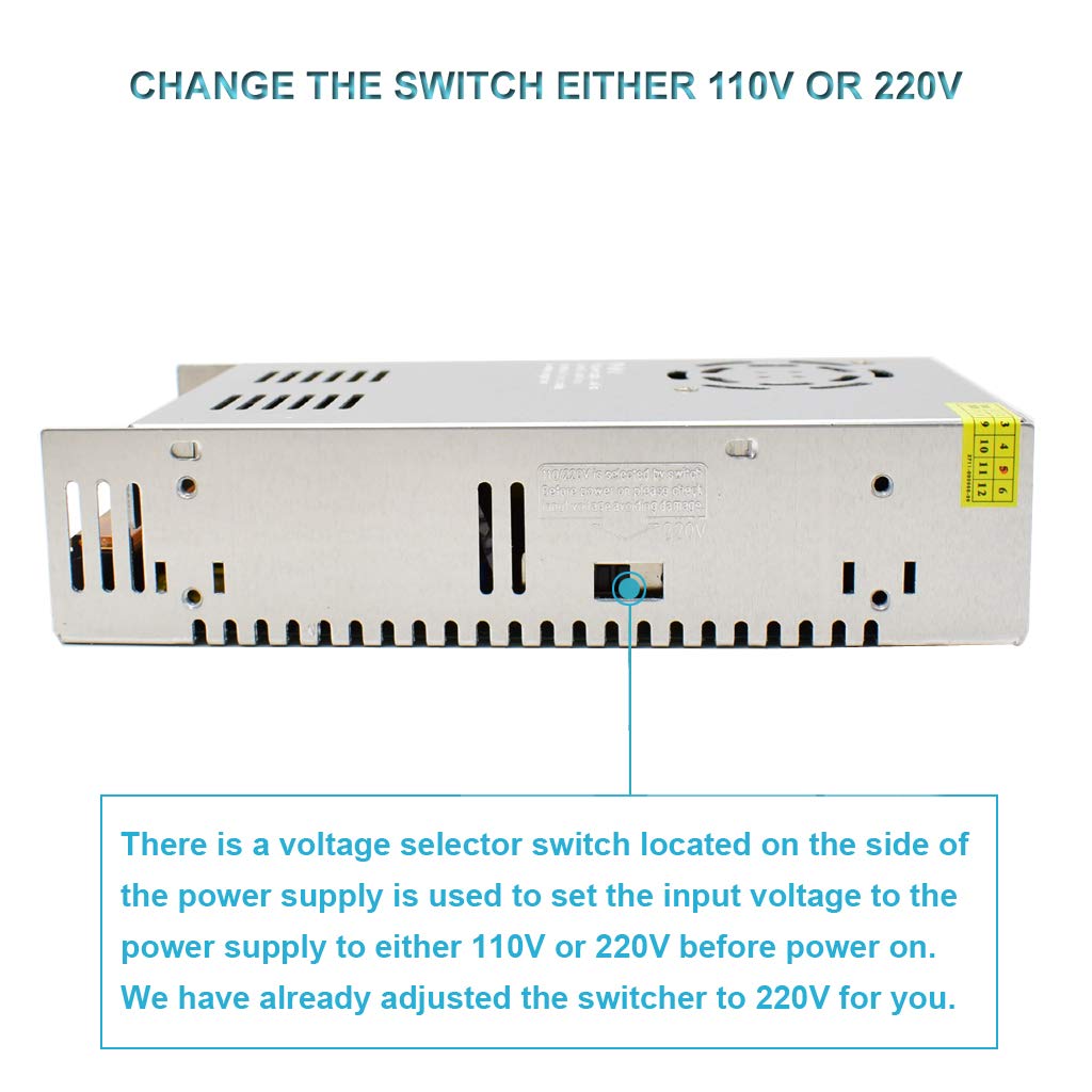 Baiyouli Netzteil 36V 10A 360W Schaltnetzteil Adapter Transformator AC 110V / 220V to DC Schaltwandl