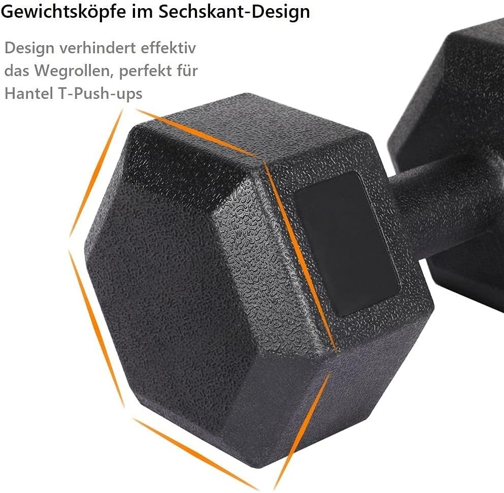 Yaheetech 2 Stück Hantel Set 5/7,5/10 Kg Kurzhanteln Gusseisen Hexagon Hanteln Gewichte Training für