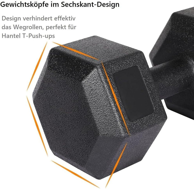 Yaheetech 2 Stück Hantel Set 4/5/6/7,5/8/10 Kg Kurzhanteln Gusseisen Hexagon Hanteln Gewichte Traini