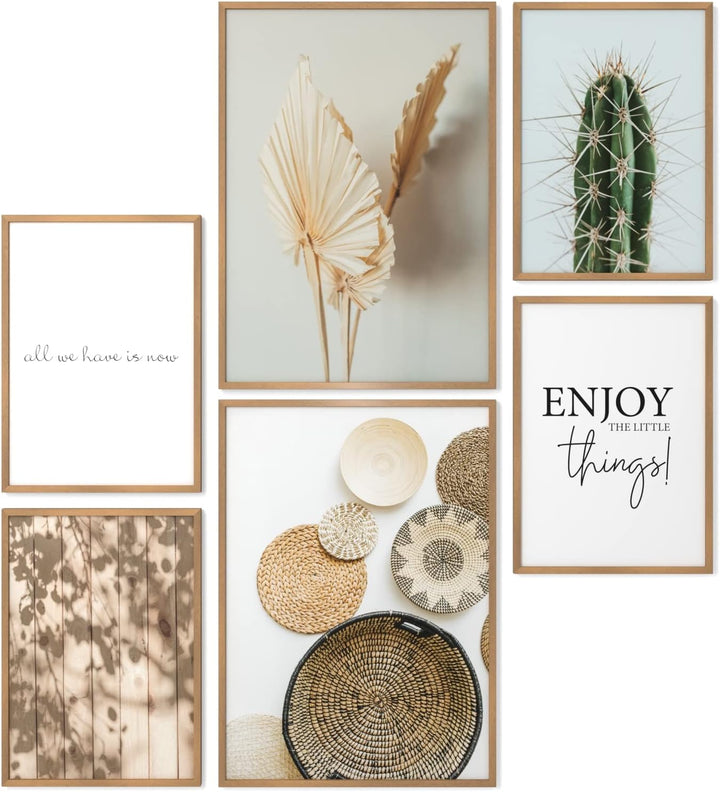 Papierschmiede® Mood Poster Set Little Boho Things, Bilder Set mit Rahmen (Farbe wählbar) Wohnzimmer