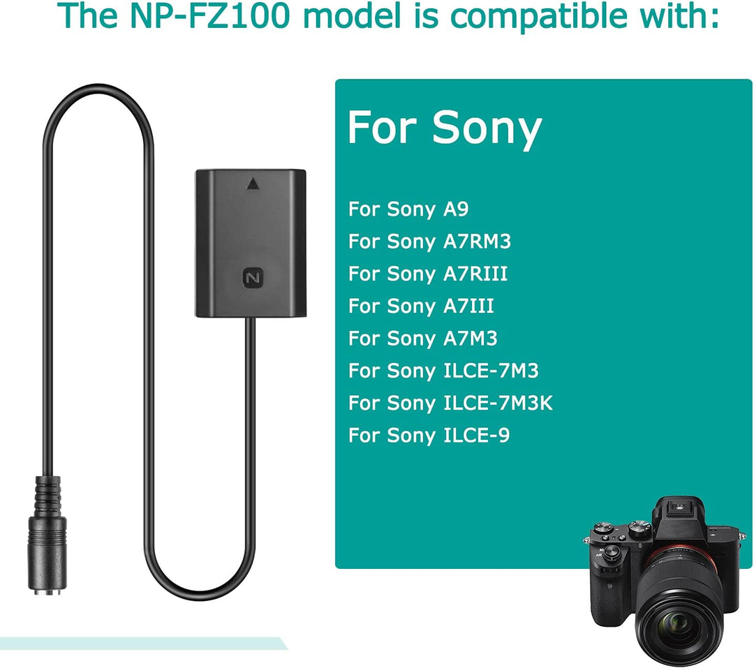 Raeisusp AC-FZ100 USB-Kabel + NP-FZ100 FZ100 VG-C3EM Dummy-Batterie + QC 3.0 Adapter für Sony Alpha