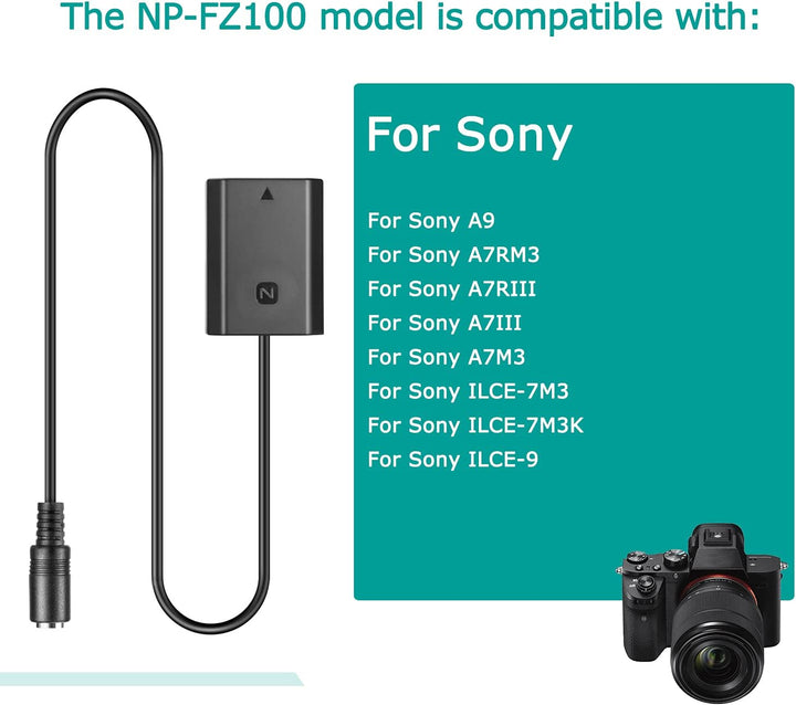 Raeisusp AC-FZ100 USB-Kabel + NP-FZ100 FZ100 VG-C3EM Dummy-Batterie + QC 3.0 Adapter für Sony Alpha