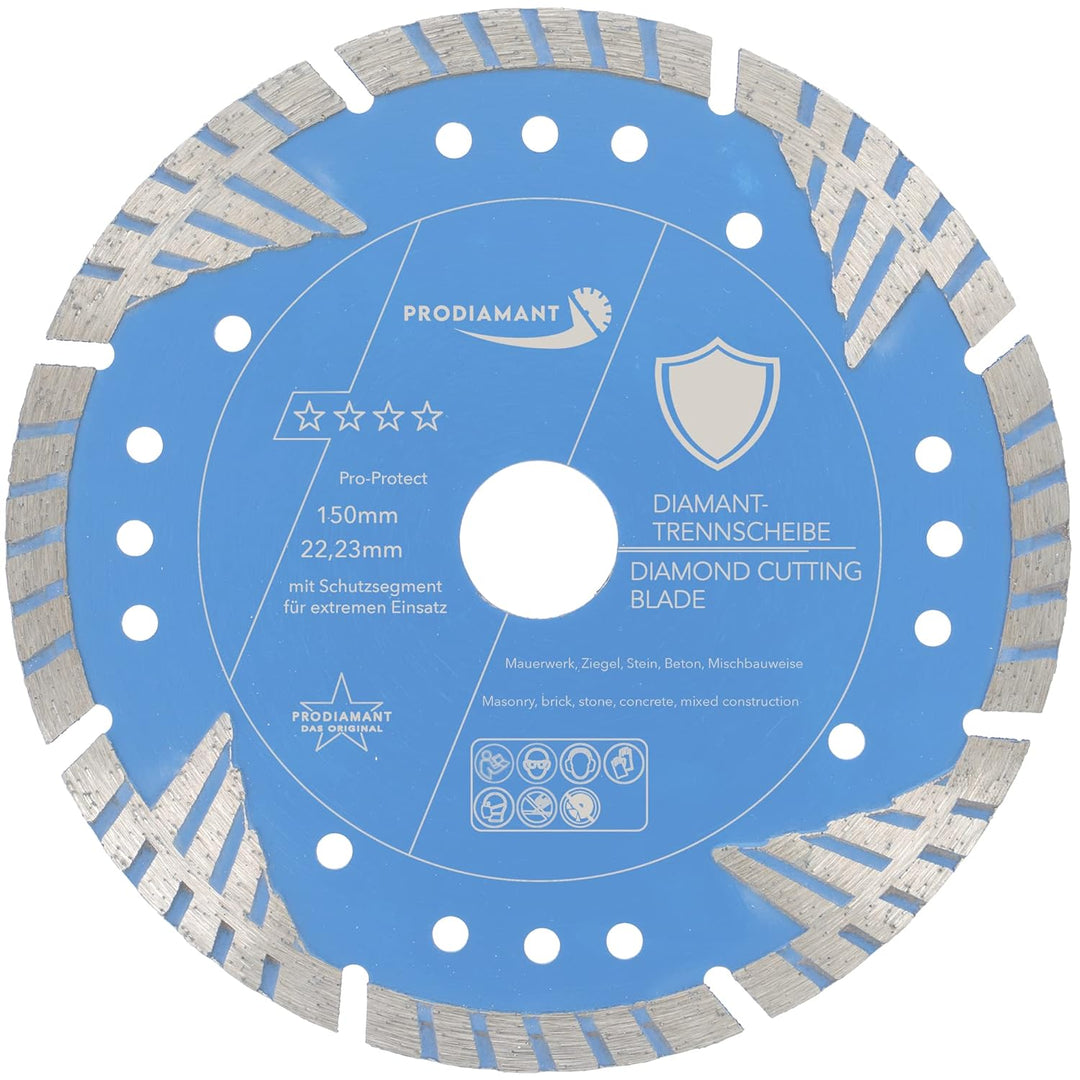 PRODIAMANT Diamant-Trennscheibe Pro Protect 180 mm x 22,2 mm mit Schutzsegmenten für Mauerwerk Beton