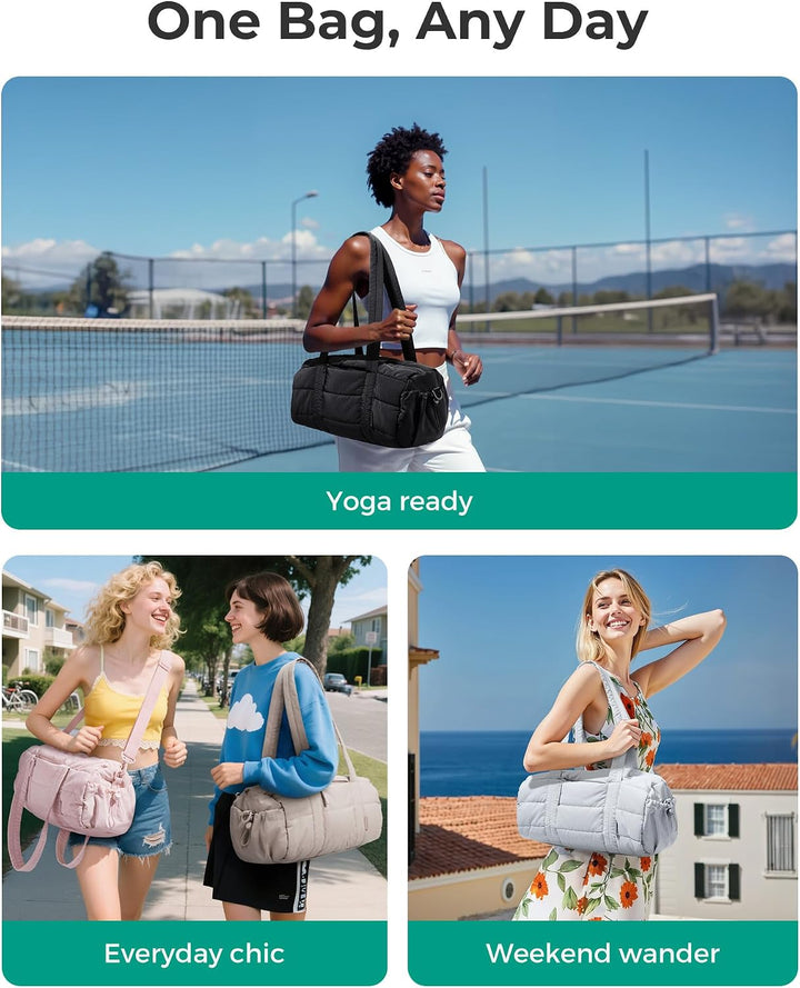 bagsmart Reiki Sporttasche für Damen, Reisetasche für Yogamatten mit Nass- und Trockenfach, 18L Gest