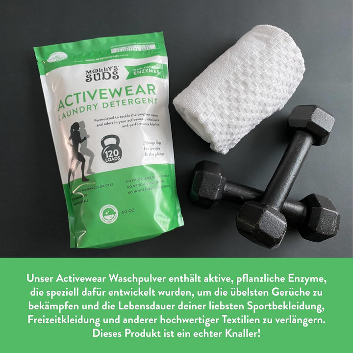 Molly's Suds Active Wear Waschmittel Pulver I Natürliches extra starkes Waschpulver, schmutzabweisen