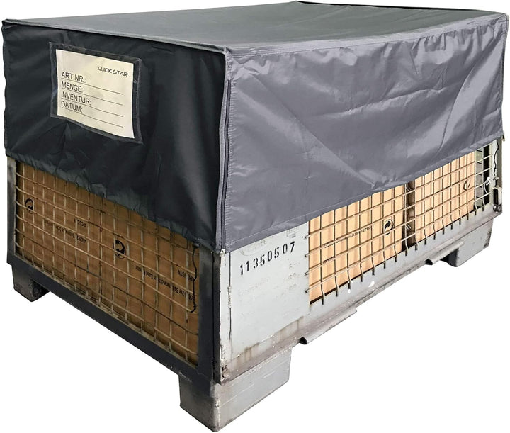 QUICK STAR Gitterbox Abdeckung 125x85x50cm Grau Schutzhaube Abdeckplane Staubschutz Palettenmöbel