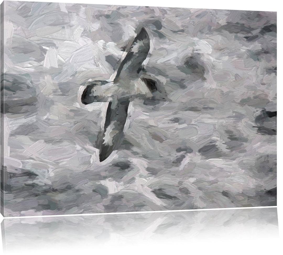 prächtige Möwe fliegt über Wasser Deluxe Format: 100x70 cm auf Leinwand, XXL riesige Bilder fertig g