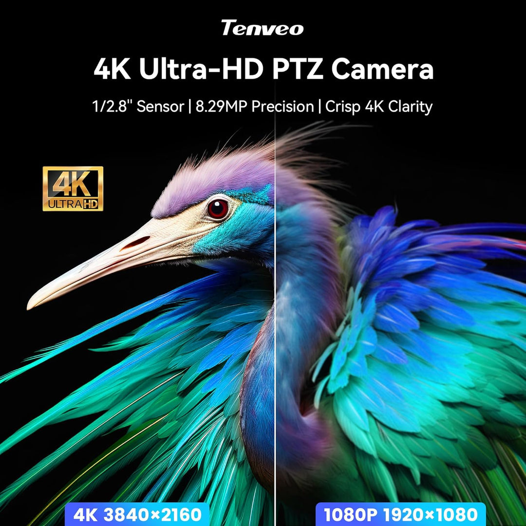 Tenveo 4K PTZ-Konferenzkamera-System mit Bluetooth-Lautsprecher, 3-Fach optischem Zoom, KI-Tracking,