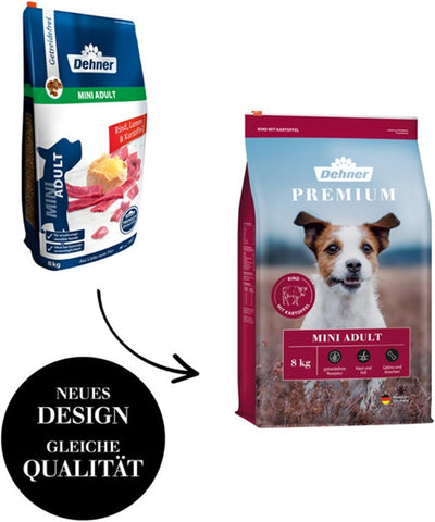 Dehner Premium Hundefutter, Trockenfutter getreidefrei, für ausgewachsene Hunde kleiner Rassen, Rind