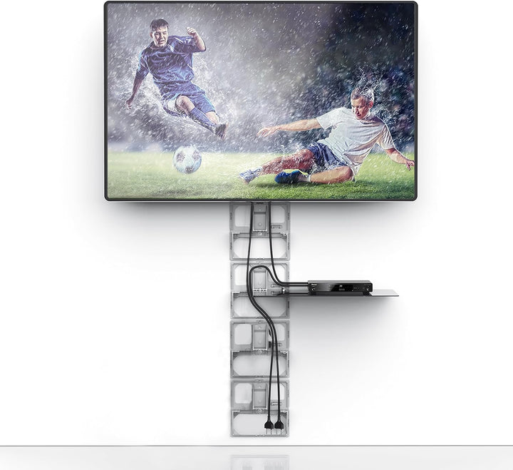 Meliconi 480522 Ghost Cubes Shelf White Stapelbare Kabelkanal mit Regalen aus Glas weiss Weiss Shelf